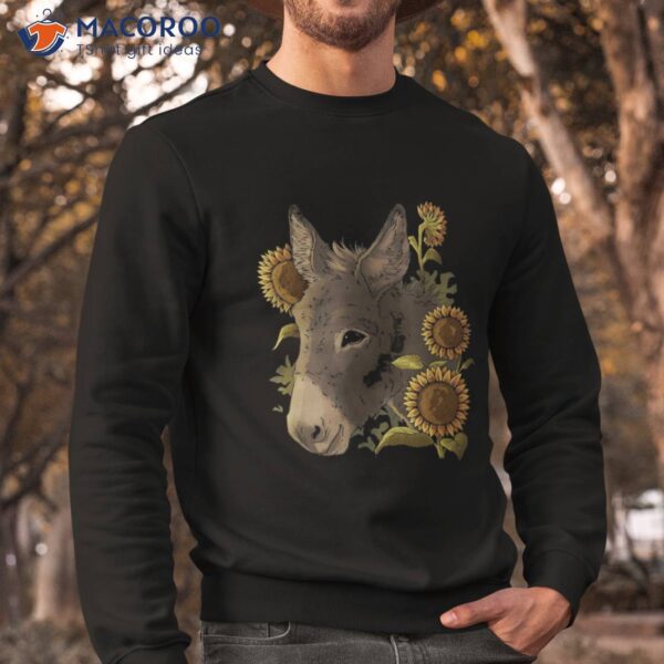 Cute Donkey Mule Muli Motif With Sunflowers Shirt