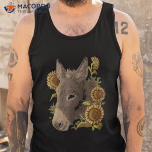 cute donkey mule muli motif with sunflowers shirt tank top