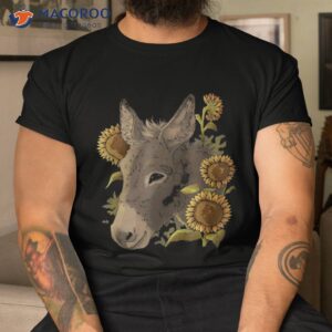 cute donkey mule muli motif with sunflowers shirt tshirt