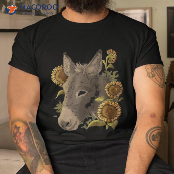 Cute Donkey Mule Muli Motif With Sunflowers Shirt