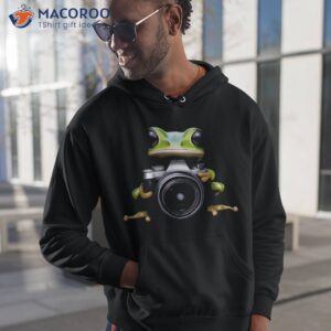 cute frog photographer holding camera shirt hoodie 1