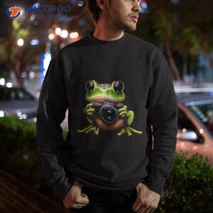 cute frog photographer holding camera shirt sweatshirt 1