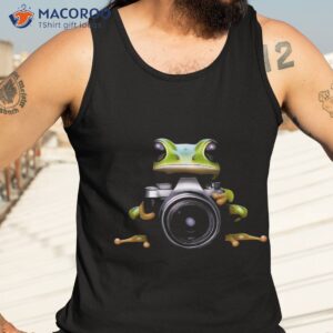 cute frog photographer holding camera shirt tank top 3