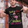 Cute Just A Girl Who Loves Christmas In July Flamingo Shirt