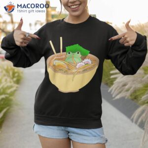 cute kawaii frog eating in ra bowl shirt sweatshirt 1