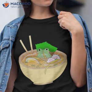 cute kawaii frog eating in ra bowl shirt tshirt