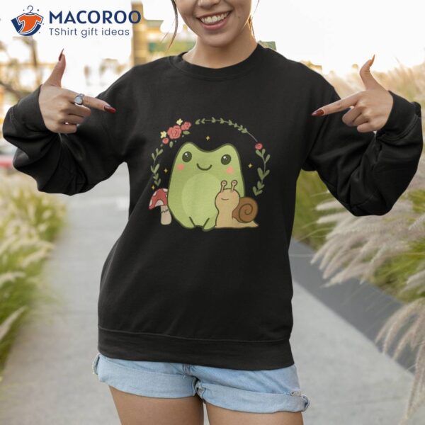 Cute Kawaii Frog Snail Mushroom Cottagecore Aesthetic Shirt