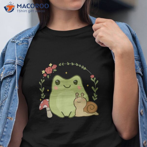 Cute Kawaii Frog Snail Mushroom Cottagecore Aesthetic Shirt