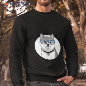 cute shiba inu dog with nerdy blue glasses anime shirt sweatshirt 2