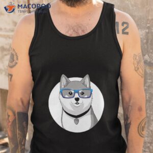 cute shiba inu dog with nerdy blue glasses anime shirt tank top 5