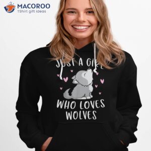 cute wolf shirt for girls just a girl who loves wolves hoodie 1