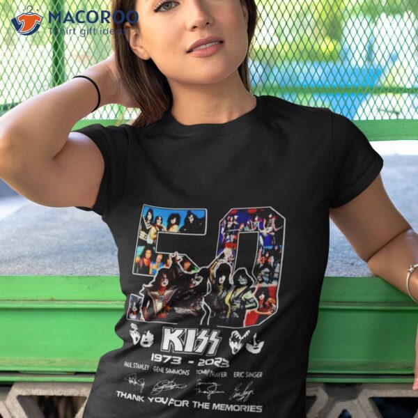 ̀ Years Of Kizz 1973 2023 Paul Stanley Gene Simmons Thank You For The Memories Signatures Shirt