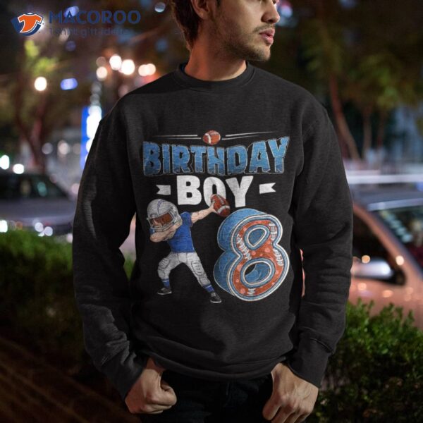 Dabbing Boy 8 Year Old American Football 8th Birthday Shirt