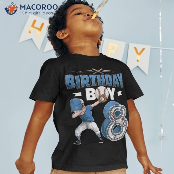 Dabbing Boy 8 Year Old Baseball Player 8th Birthday Party Shirt