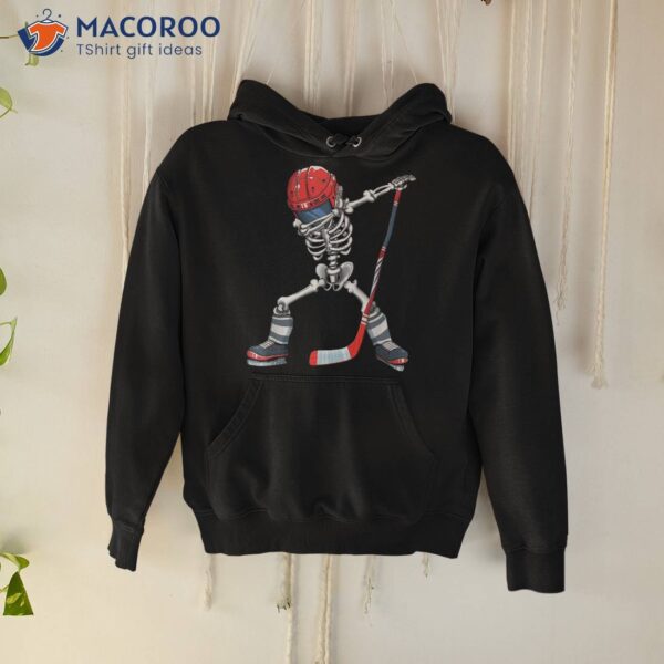 Dabbing Skeleton Hockey Halloween Costume Gift Kids Boys Shirt