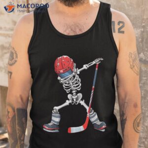 dabbing skeleton hockey halloween costume gift kids boys shirt tank top