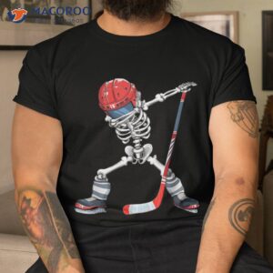 dabbing skeleton hockey halloween costume gift kids boys shirt tshirt