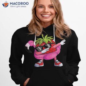 dabbing strawberry flamingo tropical aloha beach hawaiian shirt hoodie 1