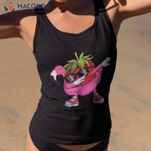 dabbing strawberry flamingo tropical aloha beach hawaiian shirt tank top 2