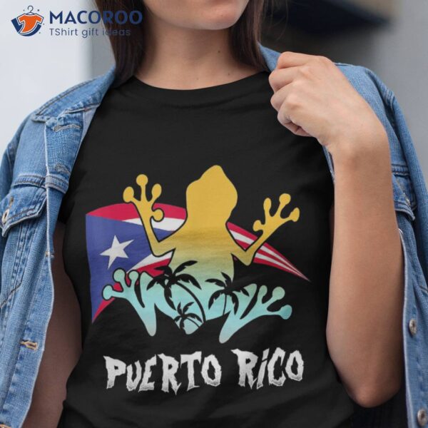 Distressed Style Puerto Rico Frog Gift Design Rico! Shirt