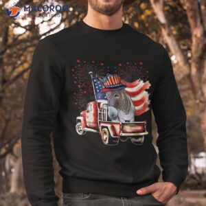 donkey on pickup truck with american flag 4th of july farmer shirt sweatshirt