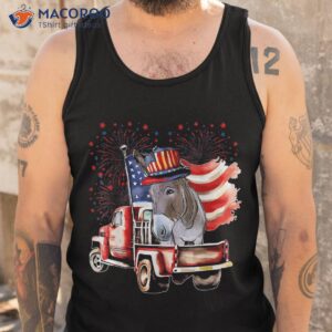 donkey on pickup truck with american flag 4th of july farmer shirt tank top