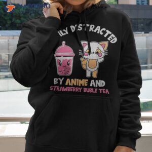 easily distracted by anime and bubble tea cat lovers shirt hoodie