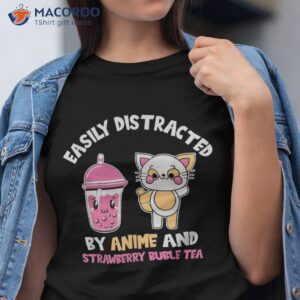easily distracted by anime and bubble tea cat lovers shirt tshirt