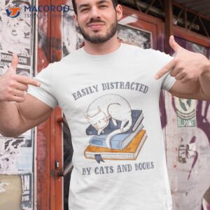 easily distracted cats and books funny gift for cat lovers shirt tshirt 1