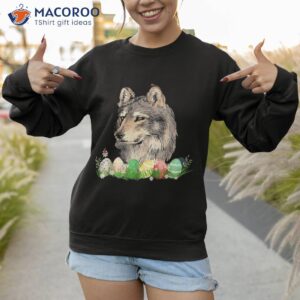 easter wolf cute animal forest nature colorful egg hunting shirt sweatshirt