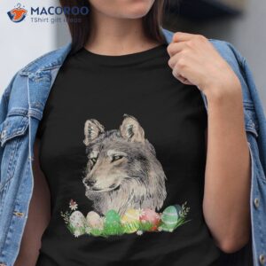 easter wolf cute animal forest nature colorful egg hunting shirt tshirt