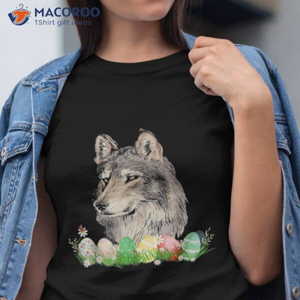 Easter Wolf Cute Animal Forest Nature Colorful Egg Hunting Shirt