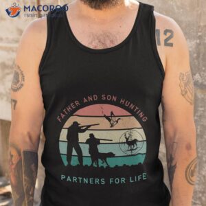 father and son hunting partners for life retro style tribute for father s day t shirt tank top
