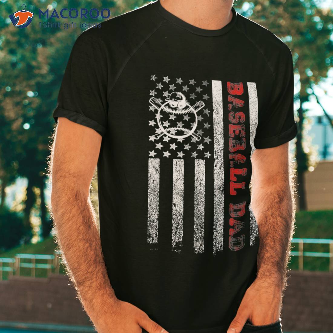 Baseball Dad American Flag Shirt, American Flag Baseball Dad T