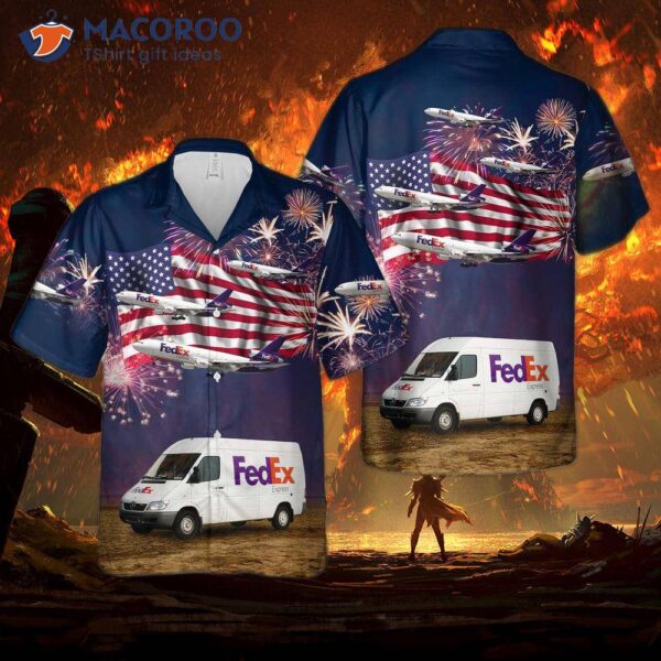 Fedex Express Delivery Van, 4th Of July Hawaiian Shirt