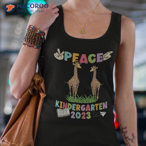 First Day Of Kindergarten Giraffe Peace 2023 Shirt