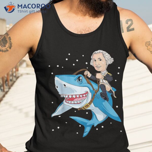 Fish George Washington Riding Shark American Merica Shirt