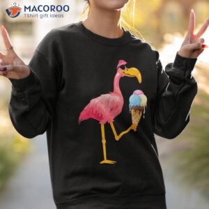 flamingo bird holding cone icecream funny ice cream lover shirt sweatshirt 2