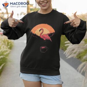 flamingo coffee drinking pink wading bird caf amp atilde amp copy drinker shirt sweatshirt