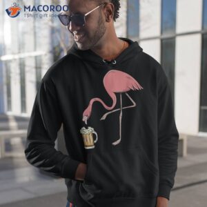 flamingo drinking beer funny pink shirt hoodie 1