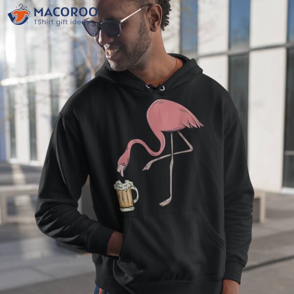 Flamingo Drinking Beer – Funny Pink Shirt