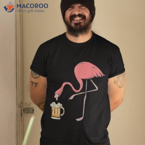 flamingo drinking beer funny pink shirt tshirt 2