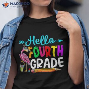 flamingo hello 4th grade back to school teacher student shirt tshirt