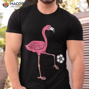 Flamingo Playing Soccer Football Player , Kids Shirt
