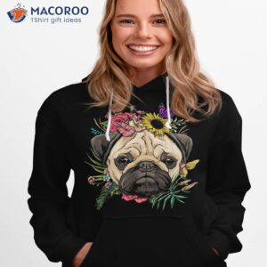 floral pug dog spring nature lovers shirt hoodie 1