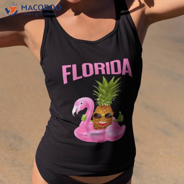 Florida Pink Flamingo Pineapple Vacation Pool Float Shirt