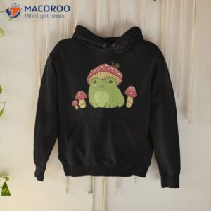 frog with mushroom hat and snail cottagecore aesthetic shirt hoodie