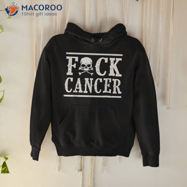 Fuck Cancer Skull And Crossbones Skeleton Breast Shirt