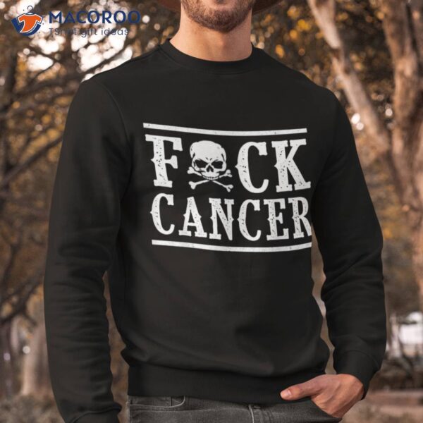 Fuck Cancer Skull And Crossbones Skeleton Breast Shirt