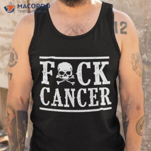 fuck cancer skull and crossbones skeleton breast shirt tank top